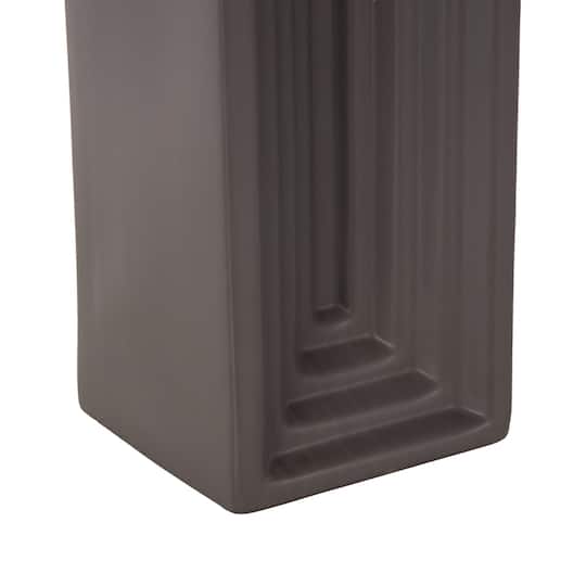 18" Black Ceramic Rectangular Decorative Vase